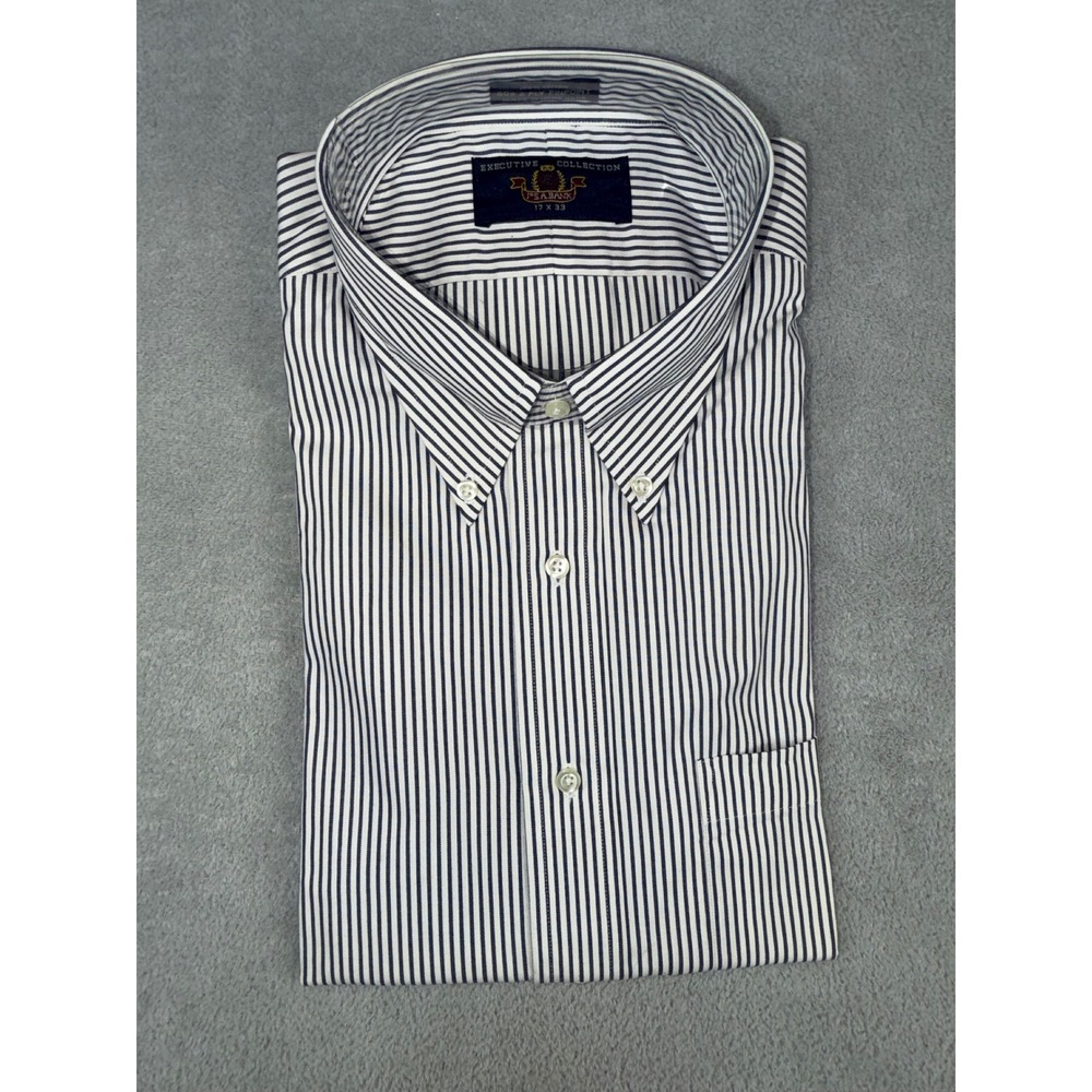 Jos‎ A Bank Executive Collection Mens 17X33 Blue White Striped Dress Shirt NEW